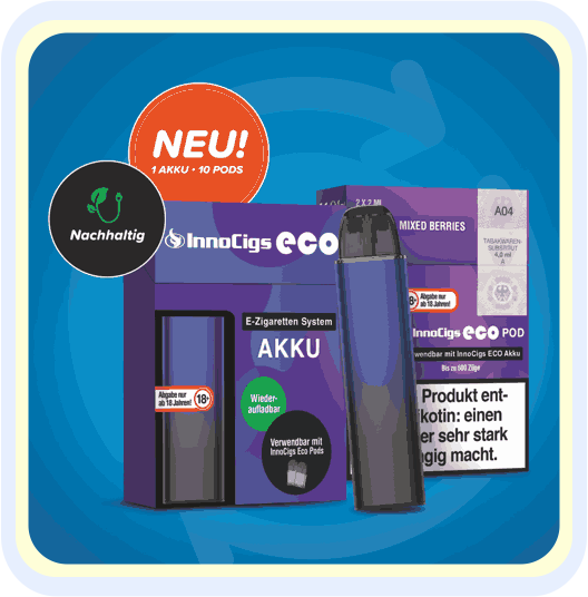 INNOCIGS ECO PODS UND BATTERIE MASSIVER GESCHMACK INNOCIGS ECO PODS UND BATTERIE MASSIVER GESCHMACK